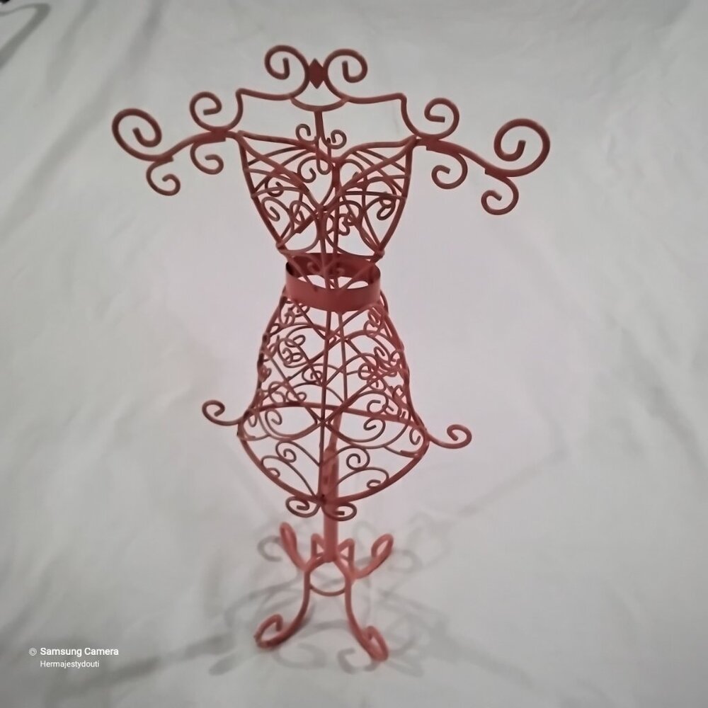 Vintage Wire & Metal Dress Form Mannequin Display Stand Jewelry Holder 16” New